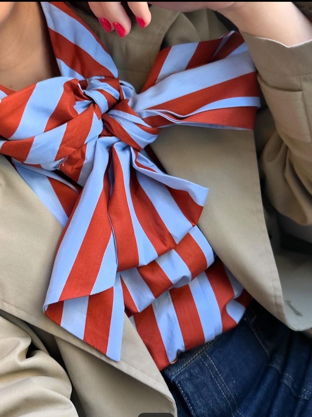 ZARA BOW NECK STRIPED SHIRT - Picture 12 of 16